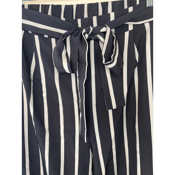 Shein Womens Striped High Waist Wide Leg Pants With Bow Tie Belt Size L - Picture 2 of 4